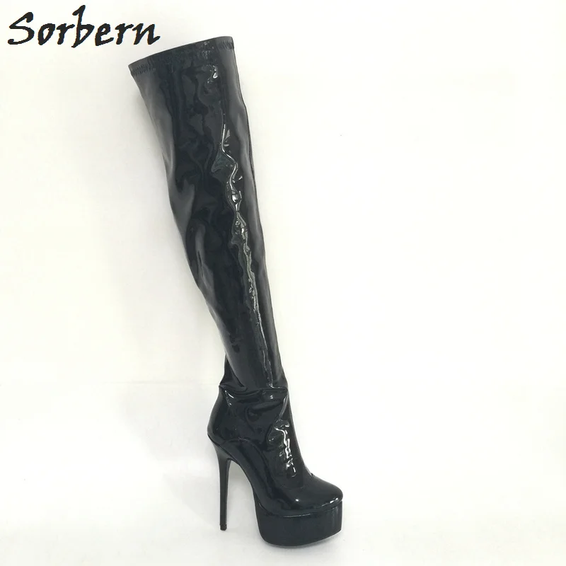 Женские сапоги до колена Sorbern на платформе с острым носком молнии|shoes woman|knee bootsover
