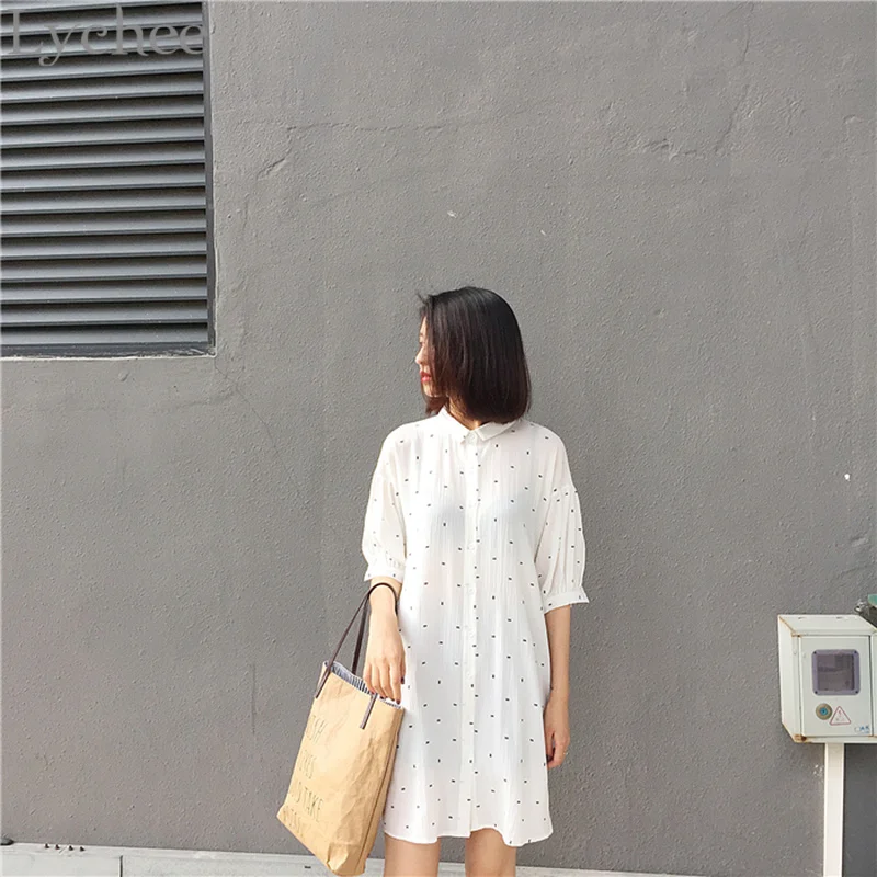 Женское шифоновое мини-платье Lychee винтажное повседневное Свободное платье с