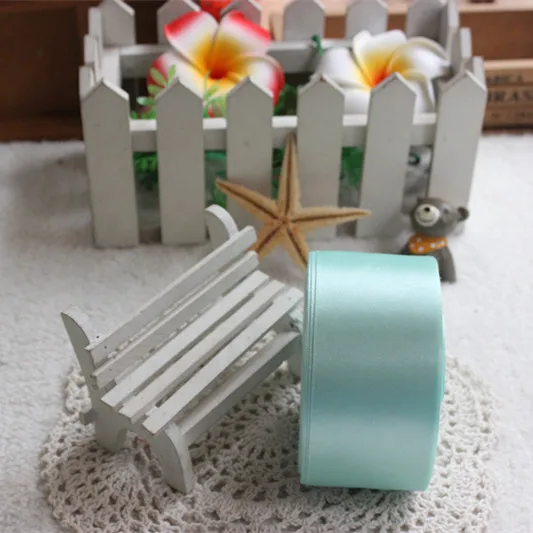 mint green 50mm 25 ярдов мятно-Зеленая Шелковая атласная лента для украшения свадебной вечеринки подарочная упаковка Рождественская Новогодняя одежда тканевая лента для шитья - Цвет: mint green 50mm