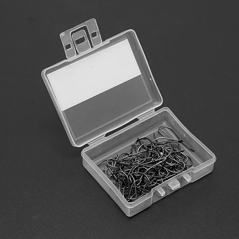 

100Pcs/Box Barbed Fishing Hooks High Quality #4-#14 High Carbon Steel Bait Holder Fish Hook