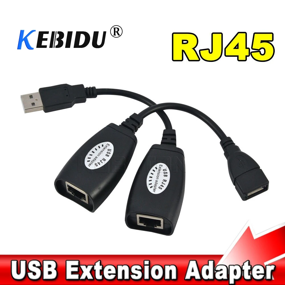Kebidu USB 2 0 удлинитель адаптер мужской и женский до 150 футов с помощью CAT5/CAT5E/6 RJ45 Lan