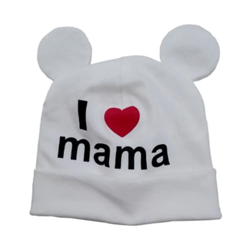 Шапка-бини шапочка для новорожденного хлопковые шапки с принтом I Love Mama маленьких