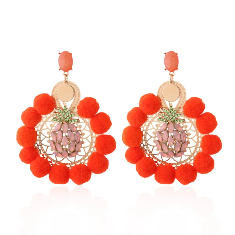 Большие серьги NeeFu WoFu в форме шарика брендовые длинные с искусственным камнем