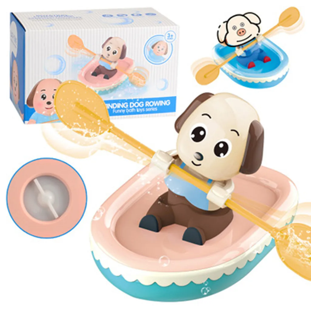 Funny Toys Baby Kid Clockwork Boat Ship Play Water Bathroom Bath Toy A Little Dog Pig Rowing For Kids Toys#g4 | Игрушки и хобби