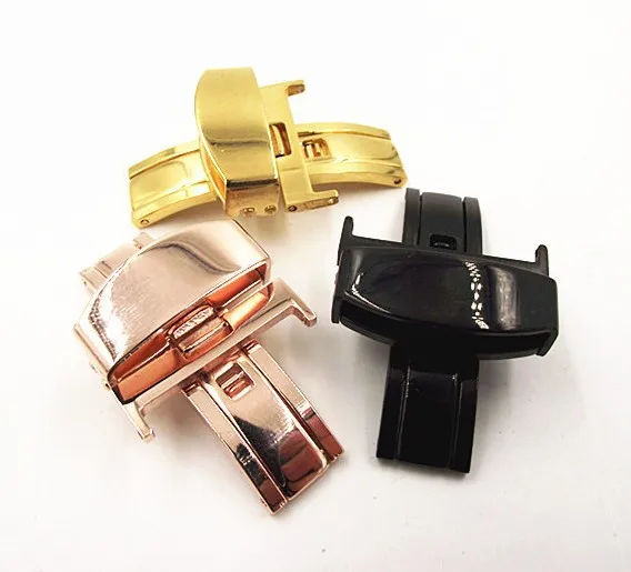 

Retail - 1PCS 22MM electroplating Stainless steel watch buckle for watch bands watch parts gold ,black ,rose gold color-11404