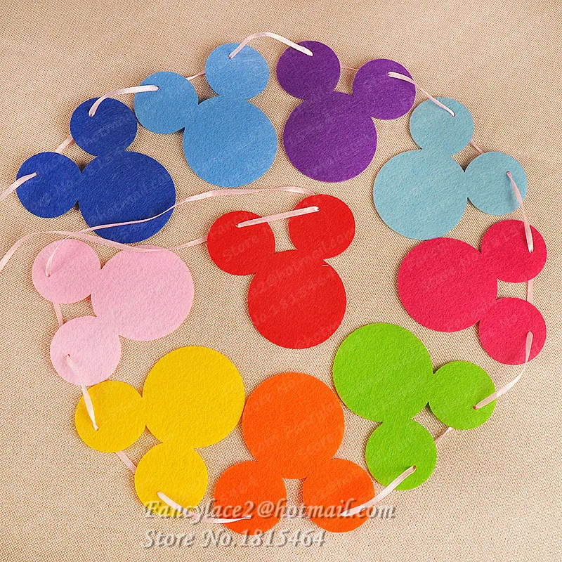 1 комплект цветной нетканый баннер с изображением Микки Мауса на ремешке детский