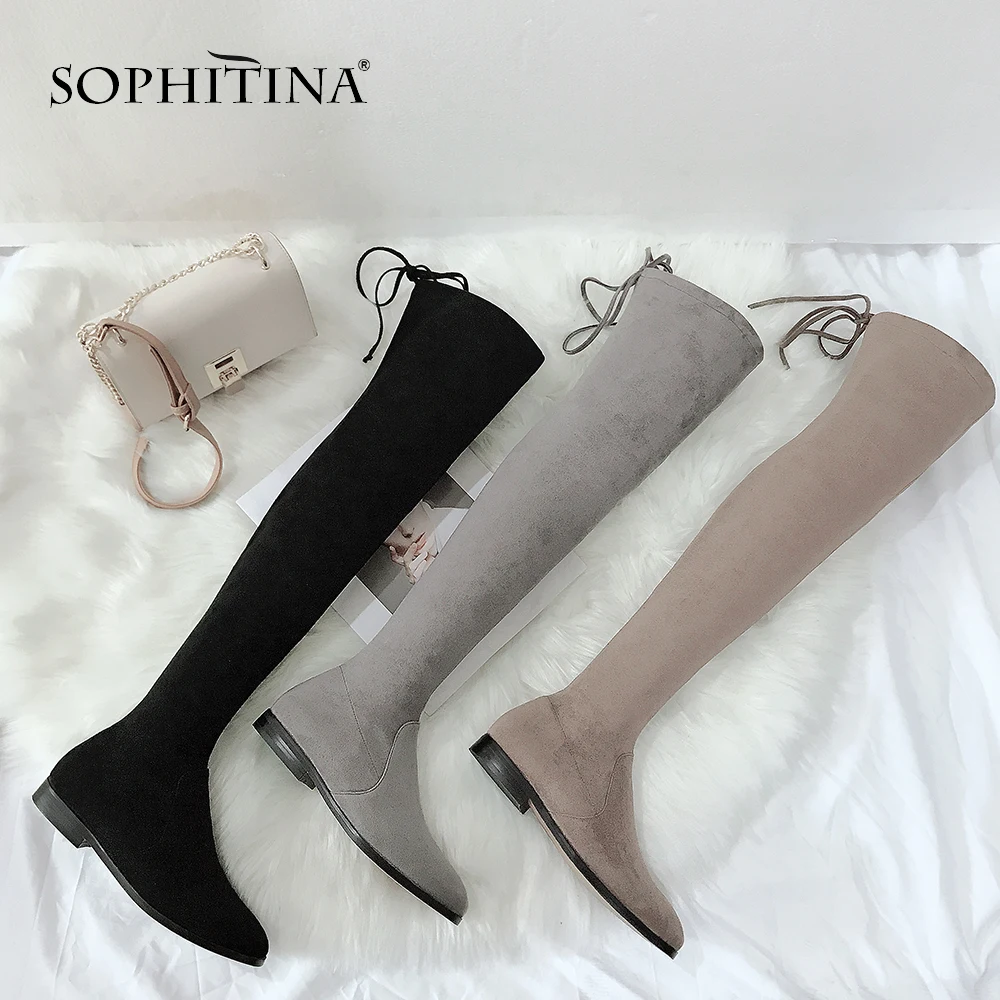 SOPHITINA/Ботфорты женские модные. Cтильные сапоги из натуральной замши и