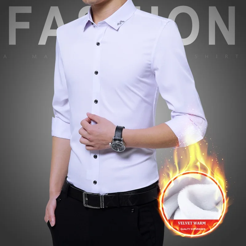 Мужская зимняя Термальность модные элегантные однотонные Цвет Slim Fit бархатные