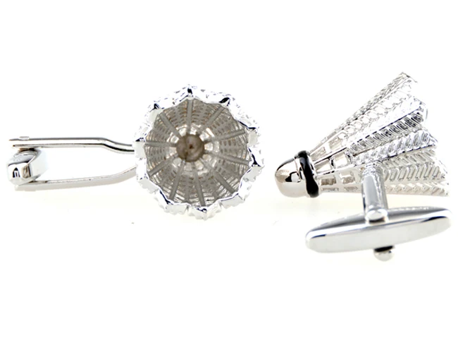 Мужские запонки для бадминтона медный материал серебряный цвет | Украшения и