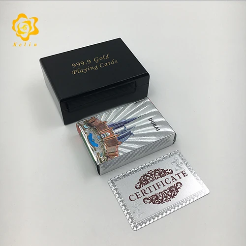 Dubai1-black-box Цветные игральные карты из фольги 24 k в Дубае 54 шт./компл. U.A.E. Покерная игровая площадка для коллекции с красной деревянной коробкой - Цвет: Dubai1-black-box
