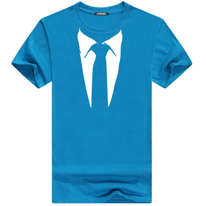 Sky W JXGXSX, летняя мужская футболка, Homme, уличная одежда, смокинг, тройники, Ретро стиль, галстук, забавный, Повседневный, короткий рукав, топы, хлопковая футболка, футболка, Camisetas - Цвет: Sky W