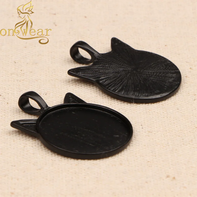 Основа для кабошона кошачьи уши 20 шт. круглые черные подвески 25 мм аксессуары