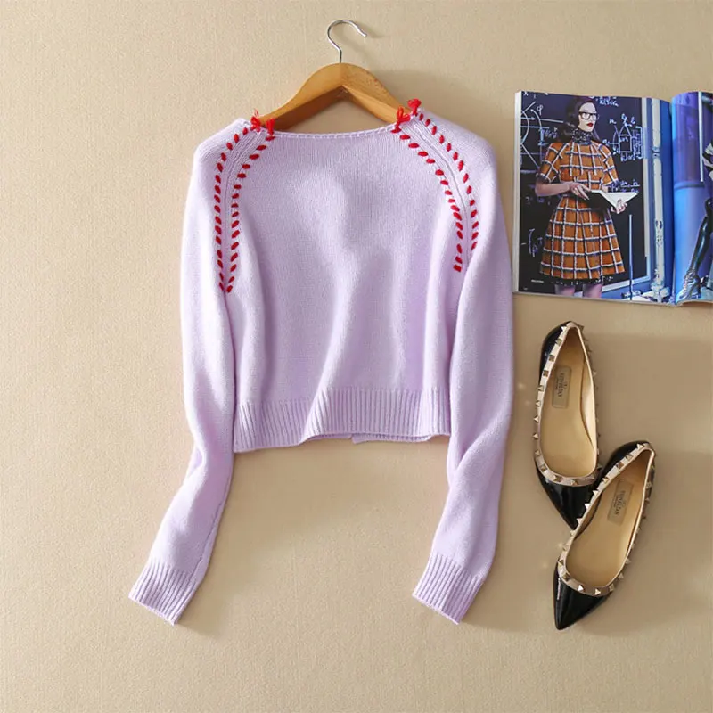 100% кашемир короткий стиль пальто круглый вырез длинный рукав однобортный