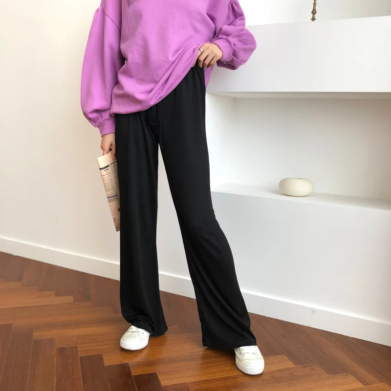 Зимние мягкие Широкие штаны Для женщин Штаны с высокой посадкой осенние женские