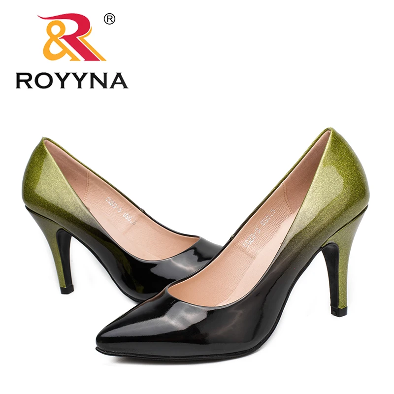 Новое поступление модные стильные женские туфли лодочки ROYYNA с острым носком