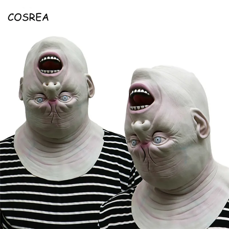 COSREA Косплей Костюм страшная Маска латекс террор полная голова лицо обратная