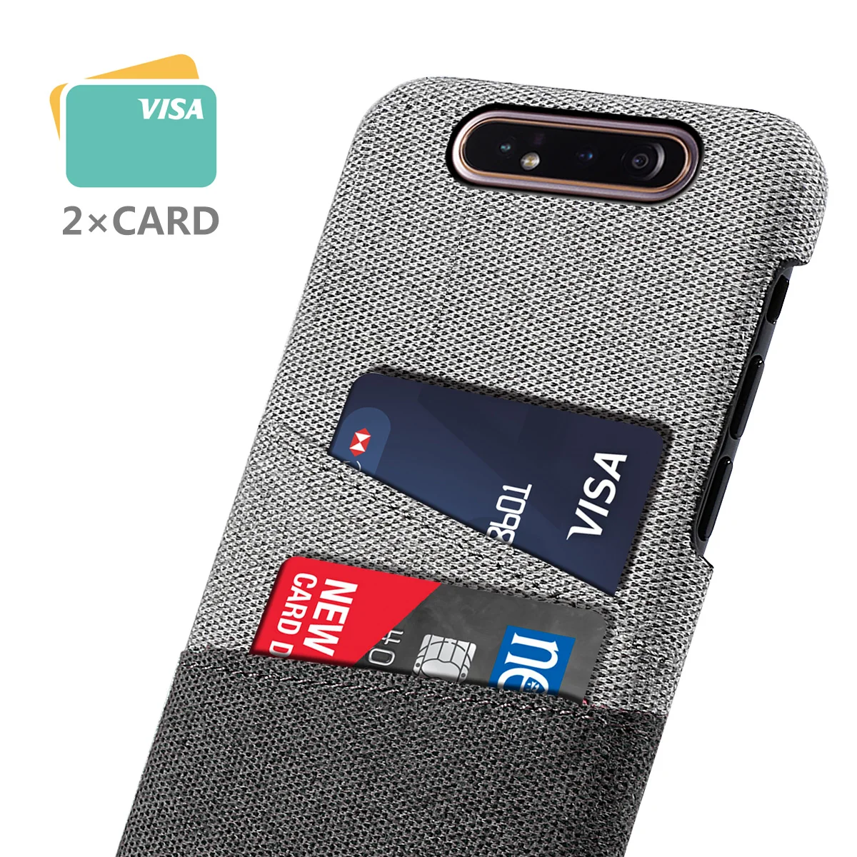 Для samsung Galaxy A80 A70 A60 A50 A40 A30 A20 A10 чехол Защитный тканевый с 2 слотами для карт