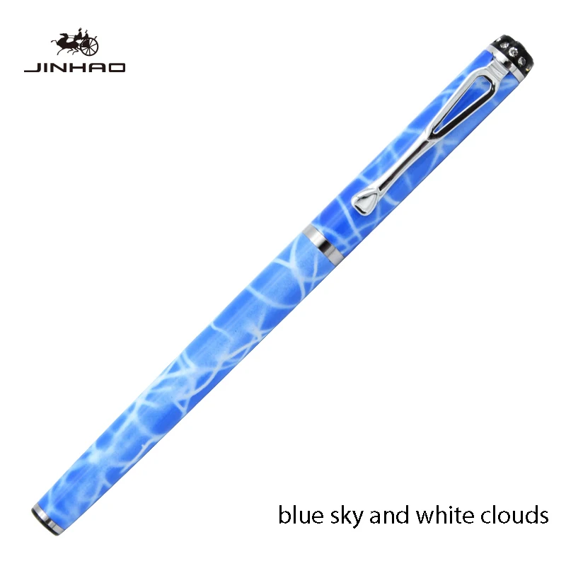 jinhao301 lanbaiyun Jinhao 301 чернильная ручка супер тонкий наконечник 0,5 мм металлический роскошный шлейф каллиграфическая самопишущая ручка высокого качества Студенческая авторучка - Цвет: jinhao301 lanbaiyun