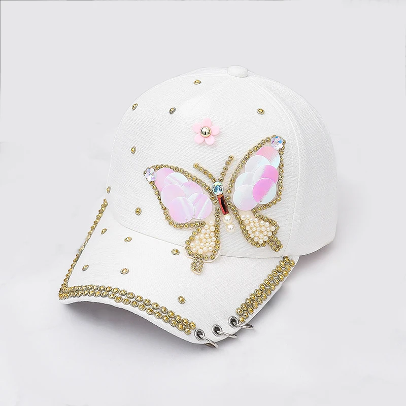 Бейсболка женская летняя с вышивкой бабочки регулируемый размер 2019 | Аксессуары