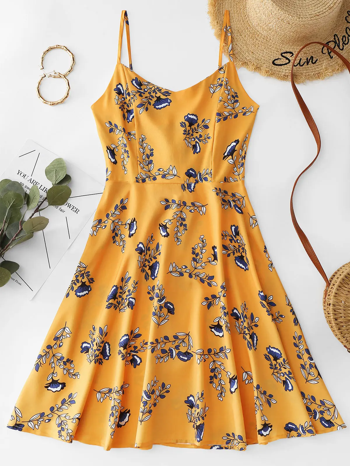 ZAFUL Cami цветочное кружевное мини-платье с открытой спиной сексуальное