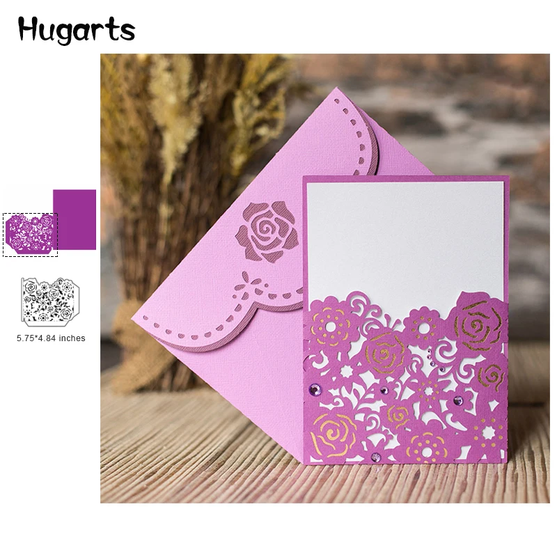 Большой размер Роза свадебное приглашение конверт металлическая резка высечка