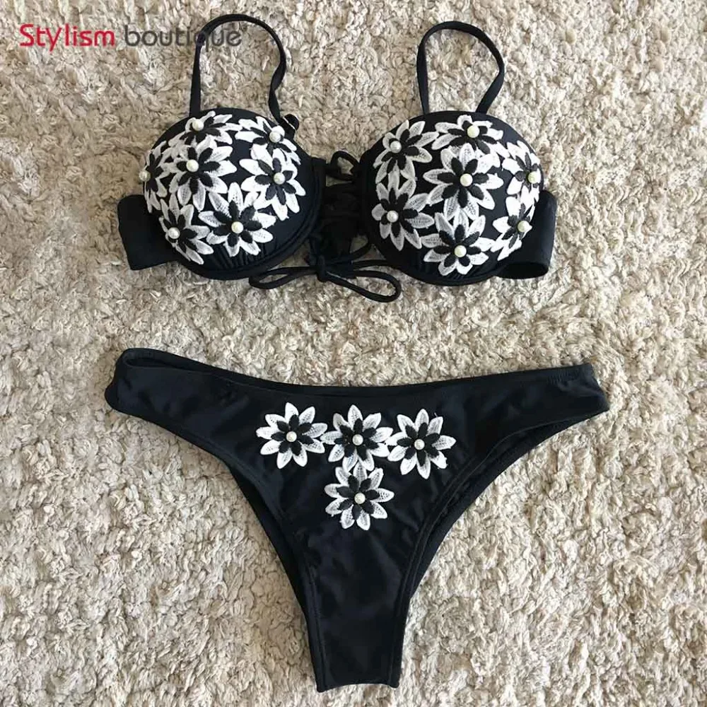 New Arrival Women Sexy Bikini Set Floral Bandage Beach Tankini Push Up Brazilian swimming suit for women biquinis feminino 2018 | Женская