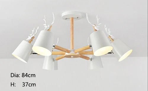 White 6 lights Скандинавские современные минималистичные рога абажур лампы люстра E27 led твердой древесины освещение для кухни гостиной спальни Кабинета отеля - Цвет корпуса: White 6 lights
