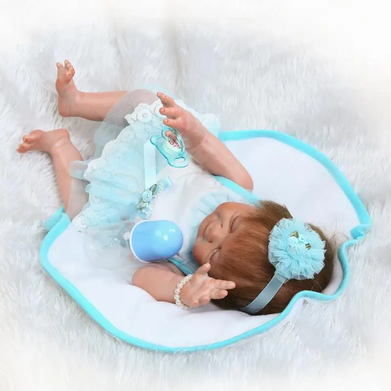 20&quot50cm Full Silicone Reborn Babies Dolls closed eyes stylish classic babydoll Xmas Birthday Gift Present Bathe Toy | Игрушки и