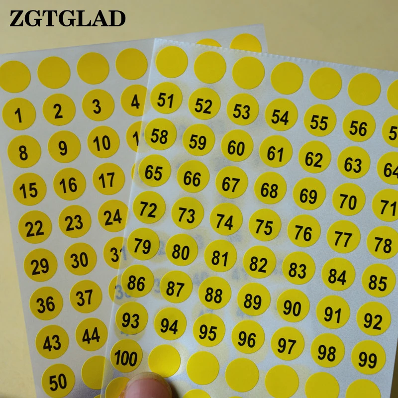 ZGTGLAD 1 лист круглый номер от 1 до 102 самоклеющиеся наклейки маленькие этикетки для одежды бирки украшения дома и офиса