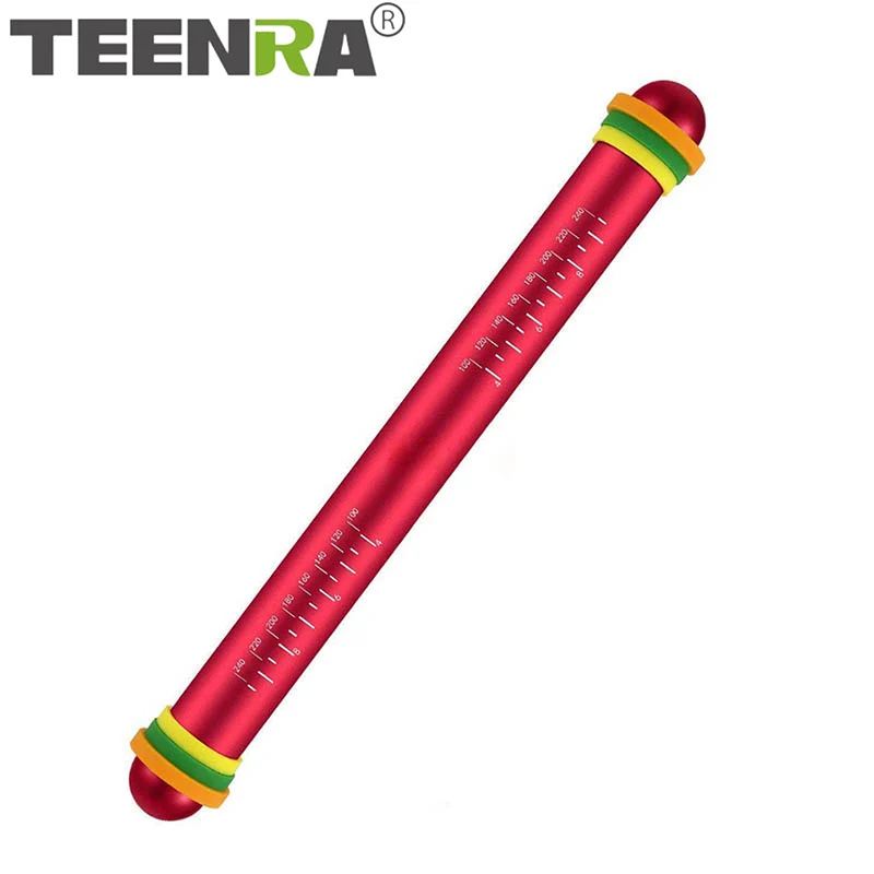 Red TEENRA 12,2 В Регулируемая Скалка из алюминия скалка для теста для торта ролик для теплого или холодного контроля Скалка Для Пиццы Инструменты для выпечки - Цвет: Red
