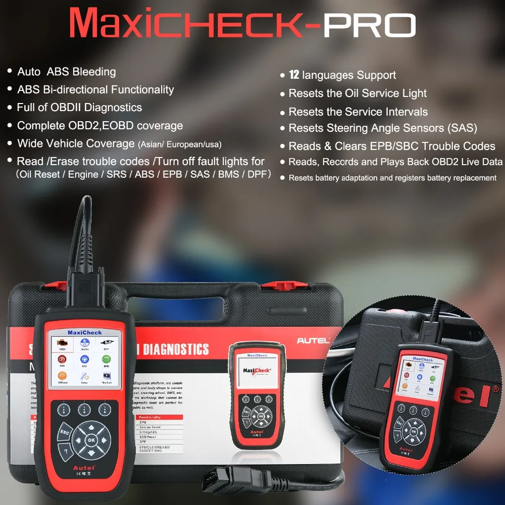 Autel maxichek Pro Диагностический Авто диагностический инструмент OBD2 сканер EPB масляный сервис ABS SRS BMS escaner automotriz профессиональный
