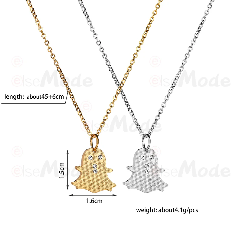 ELSEMODE ожерелья с подвесками в виде маленьких призраков Стразы ожерелье из