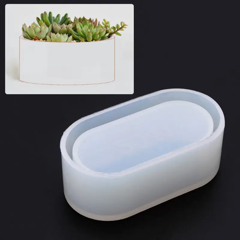 Длинный Цветочный горшок эллипса силиконовая форма коробка для хранения сделай