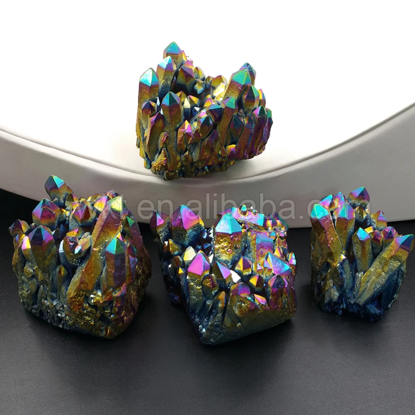 Большой титановый Радужный кварц кластерный красивый хрустальный декор минерал
