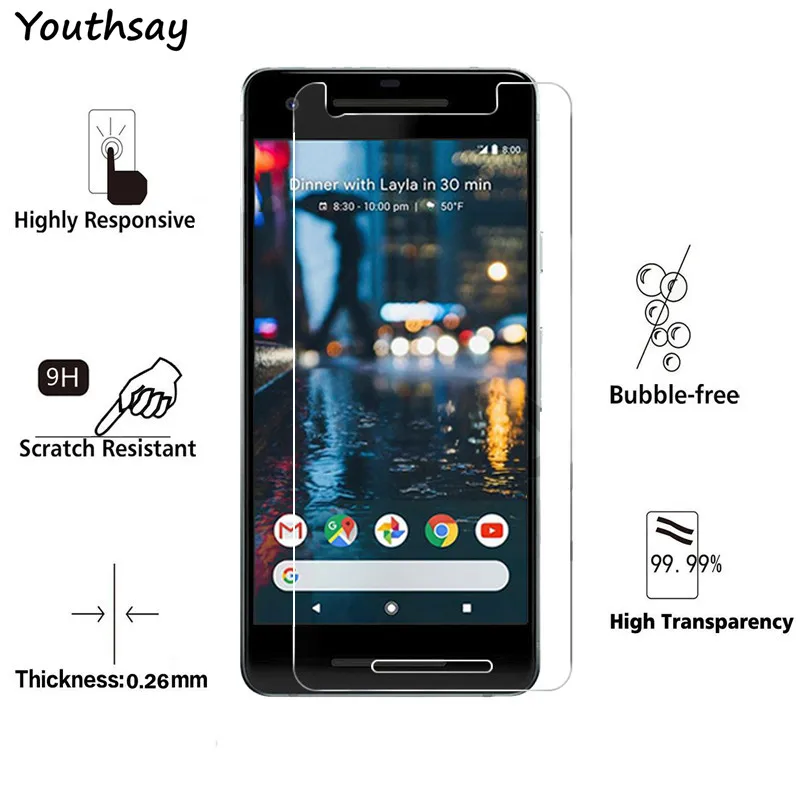Protector de pantalla de 2 piezas para Google Pixel 2, cristal templado ultrafino para Google Pixel 2, vidrio para Pixel 2 de 5,2 pulgadas, Youthsay-1