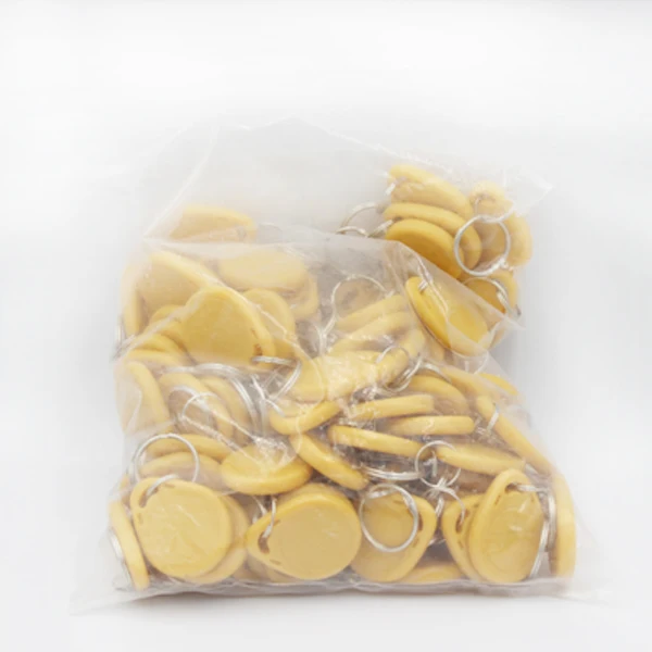 yellow 100pcs LUCKING DOOR 100 шт./лот TK4100 125 кГц RFID брелок наклейки карта тег ключ ID брелок вход дверь контроль доступа брелок жетон - Цвет: yellow 100pcs