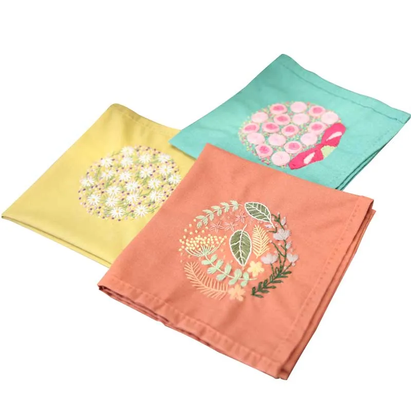 Набор сделай сам из ленты с цветочной вышивкой носовой платок кольцом для