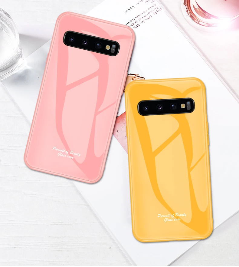 Чехол из закаленного стекла карамельного цвета для samsung Galaxy S8 S9 S10 Plus S10E S10X Note 8 9 S10 5G чехол простой сплошной чехол