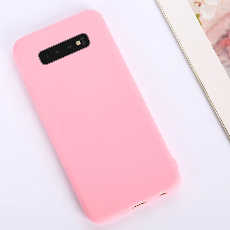 Силиконовые Карамельный цвет чехол для samsung Galaxy A10 A20 A30 A40 A50 A70 A60 чехол для samsung S10 плюс S10e 5g Мягкая обложка чехол - Цвет: Dark Pink