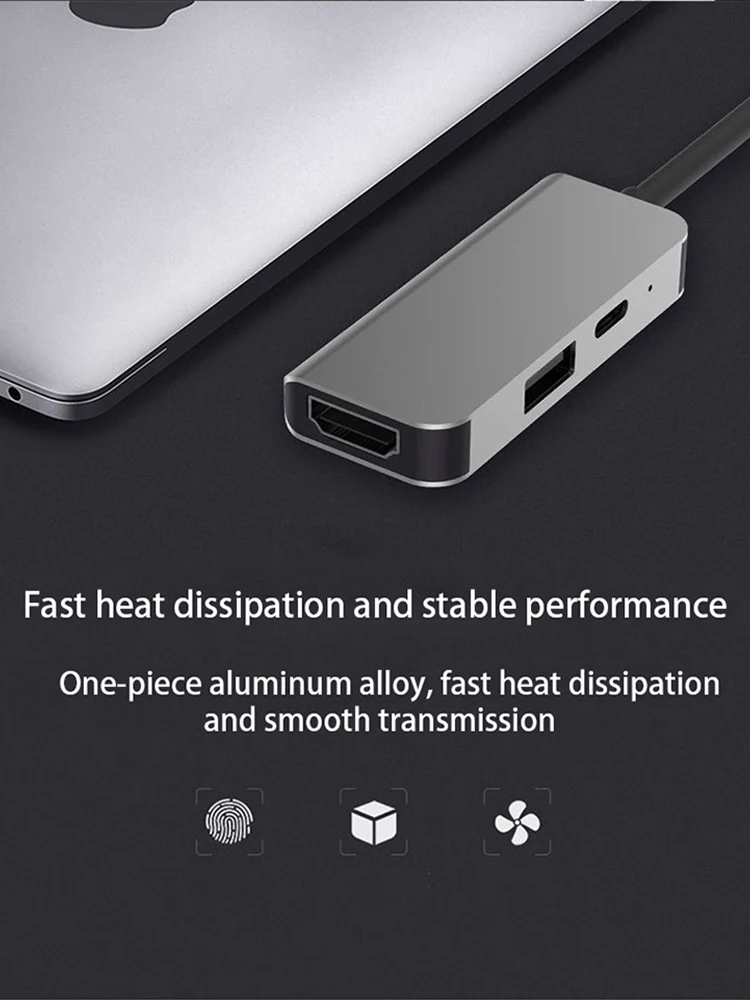 3 в 1 USB C Type к HDMI 4K адаптер док станция USB3.0 PD Быстрая зарядка концентратор Thunderbolt для