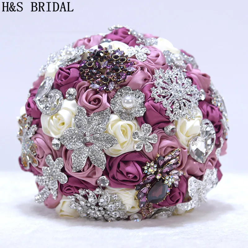 Свадебный букет H & S 14 цветов букеты для невесты Искусственный с кристаллами и