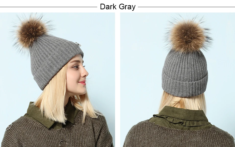 Ralferty Leaf Beanies Skullies помпон из меха енота шапка для женщин женские вязаные теплые зимние шапки лыжи gorros прочная чашка