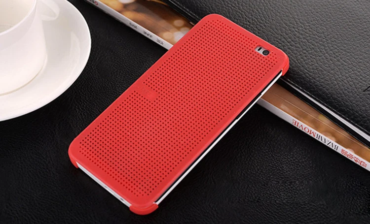 Ультратонкий кожаный флип чехол в горошек для HTC One E8 2014 Новый с функцией