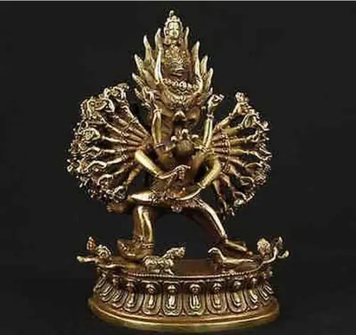 

Exquisite Chinese Old Brass Handmade Buddha Dragon Statue