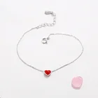 Новые поступления серебряного цвета, браслеты с красным сердцем, Модный свадебный браслет для женщин