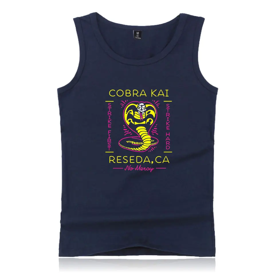 Cobra Kai безрукавки для мужчин/женщин с надписью аниме летние рубашки без рукавов Cobra Kai тренировки Подходят Хлопок Танк Повседневный Топ с принтом жилет