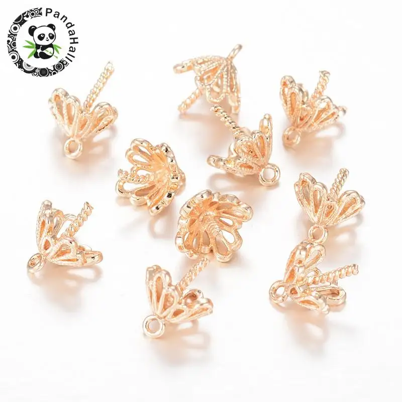 

10pcs Light Gold Plating Brass Pendant Bails Screw Eye Pins Caps Pendant Finding for Jewelry Making 11x8mm Hole: 1mm Pin: 1mm