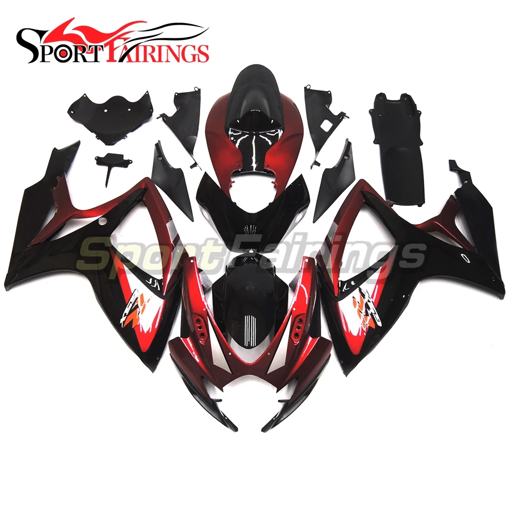 

Впрыска мотоцикла ABS Пластиковый обтекатель комплект для Suzuki GSXR600 750 K6 06-07 2006 2007 боди Темно-красный черный спортивный велосипед