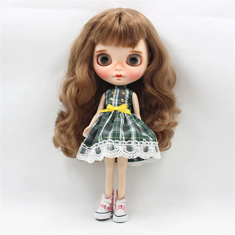 DBS Blyth icy 1/6 bjd 30 см Одежда для куклы зеленое клетчатое платье подходит кукла licca girl
