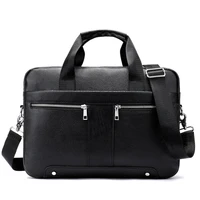 new men casual briefcase bag genuine leather laptop bag shoulder messenger bags business computer handbag male bag black